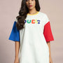 WOMEN'S ADONIS COLOR BLOCKED OVERSIZED T-SHIRT (OFF WHITE)