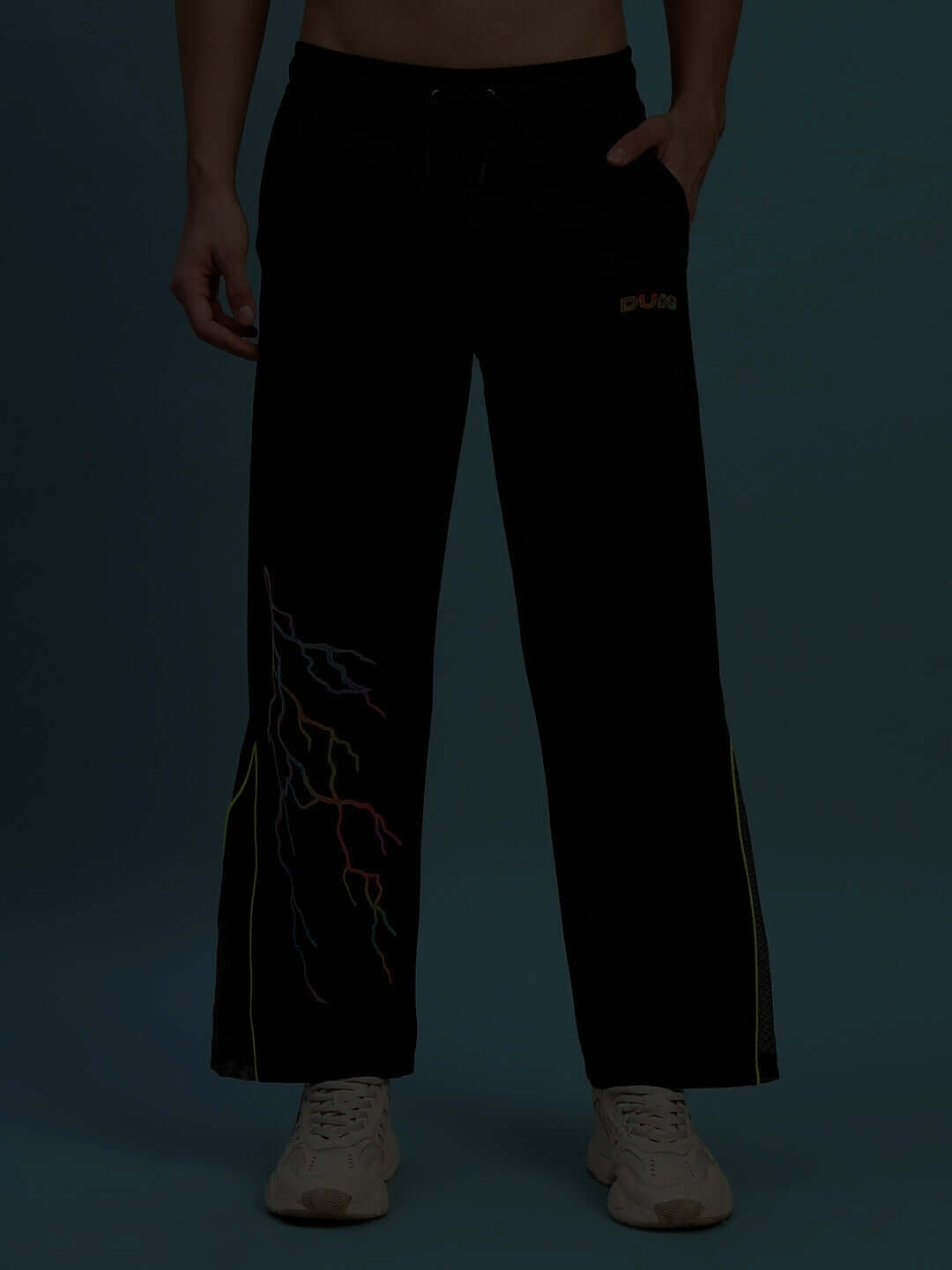 SALVO Reflector Relaxed-Fit Black Joggers with customizable size option, featuring a hand-crafted design for comfort and style.