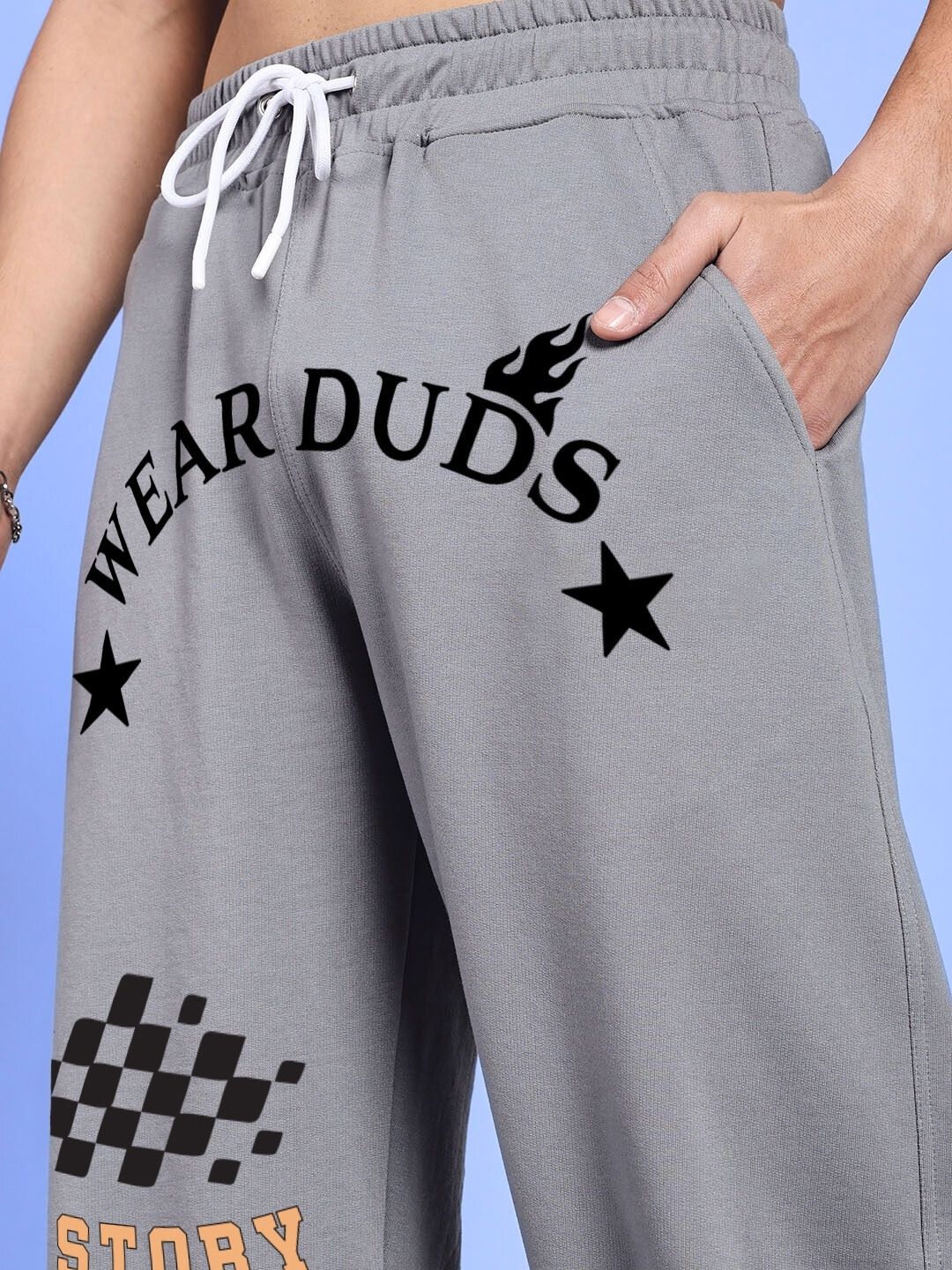 WORLD SPEED PRINTED RELAXED FIT JOGGERS GREY