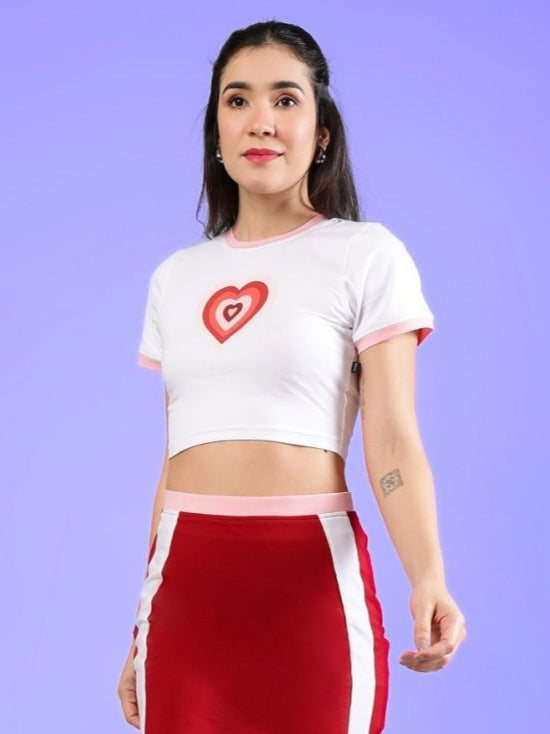 WOMEN'S LIBI HEART CROP TOP (WHITE)