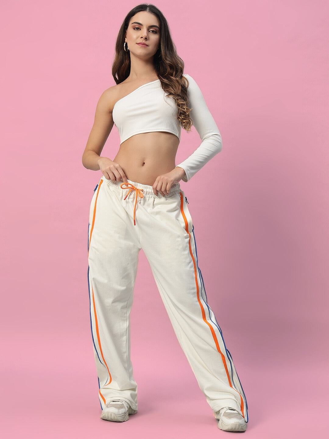 WOMEN'S IMPERIAL SIDE ZIPPER JOGGERS (OFF WHITE)
