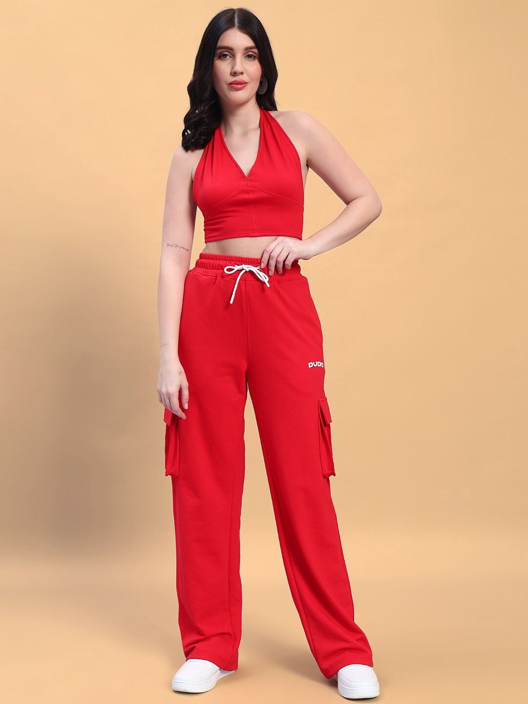 WOMEN'S JESS 5 POCKET RELAXED FIT JOGGERS (RED)