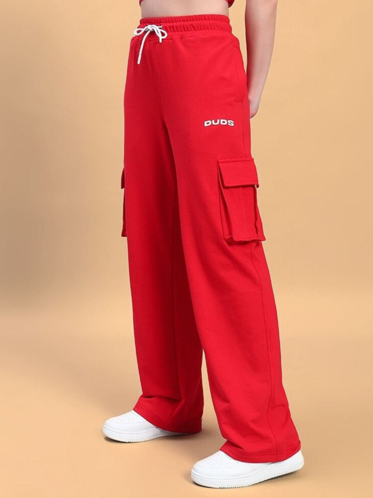 WOMEN'S JESS 5 POCKET RELAXED FIT JOGGERS (RED)