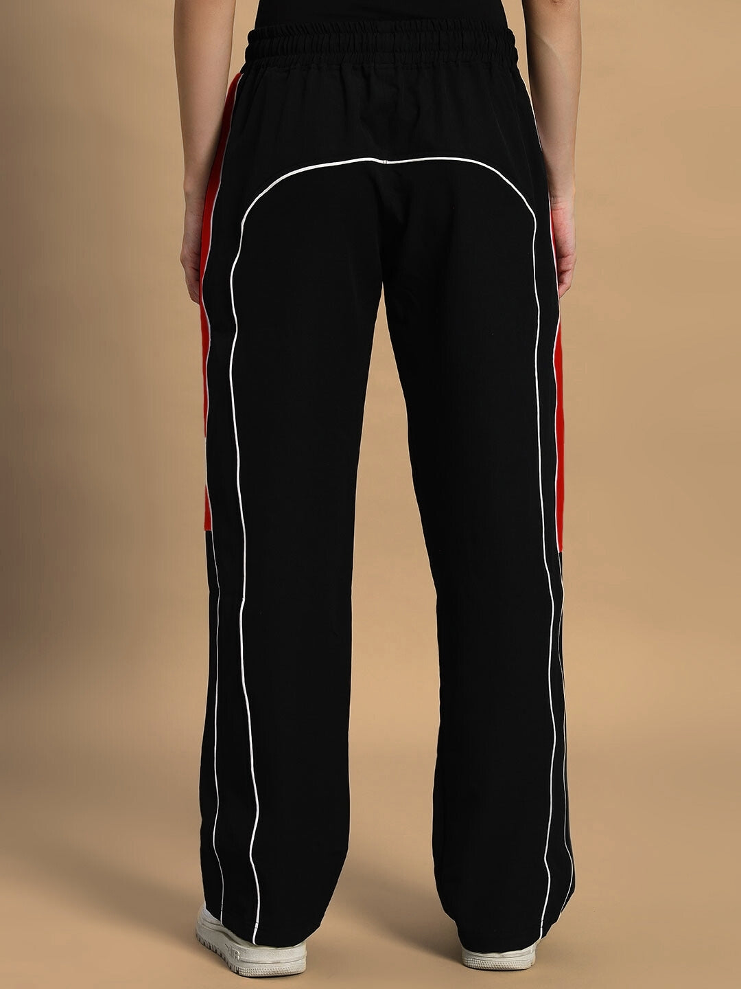 Women's Versatile Parachute Cargo Pants (Black-Red)