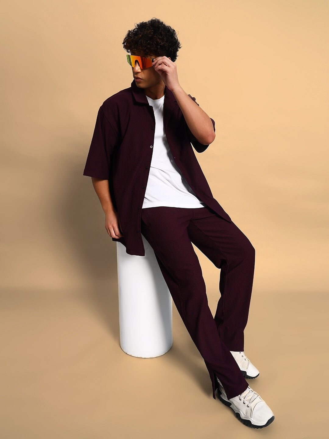 FROWZY SIDE SLIT JOGGERS (WINE)