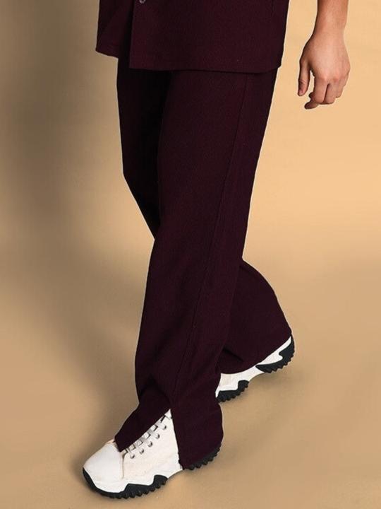 FROWZY SIDE SLIT JOGGERS (WINE)