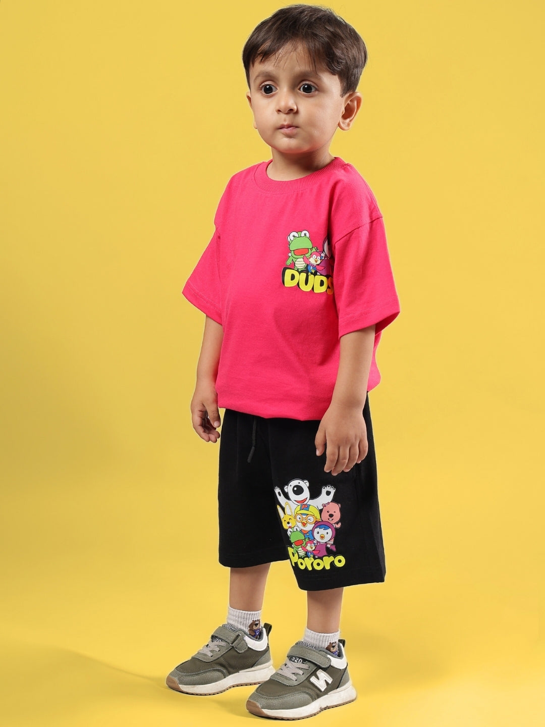 PORORO CO-ORD FOR BOYS & GIRLS (PINK-BLACK)