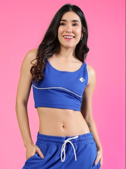 WOMEN'S LIAS FITTED CROP TOP (R BLUE)