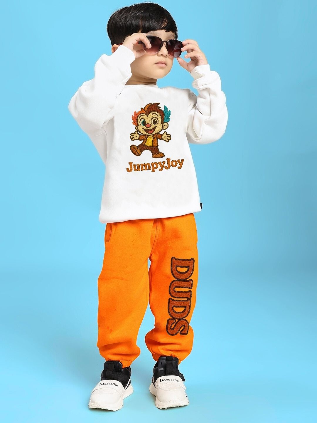 JUMPYJOY FLEECE SWEATSHIRT FOR BOYS AND GIRLS WHITE