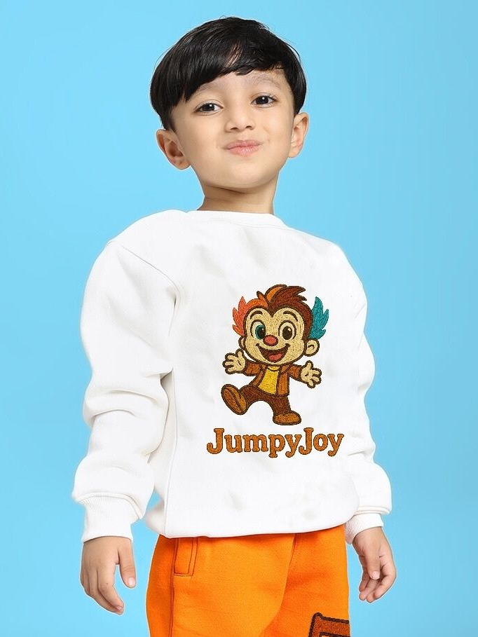 JUMPYJOY FLEECE SWEATSHIRT FOR BOYS AND GIRLS WHITE