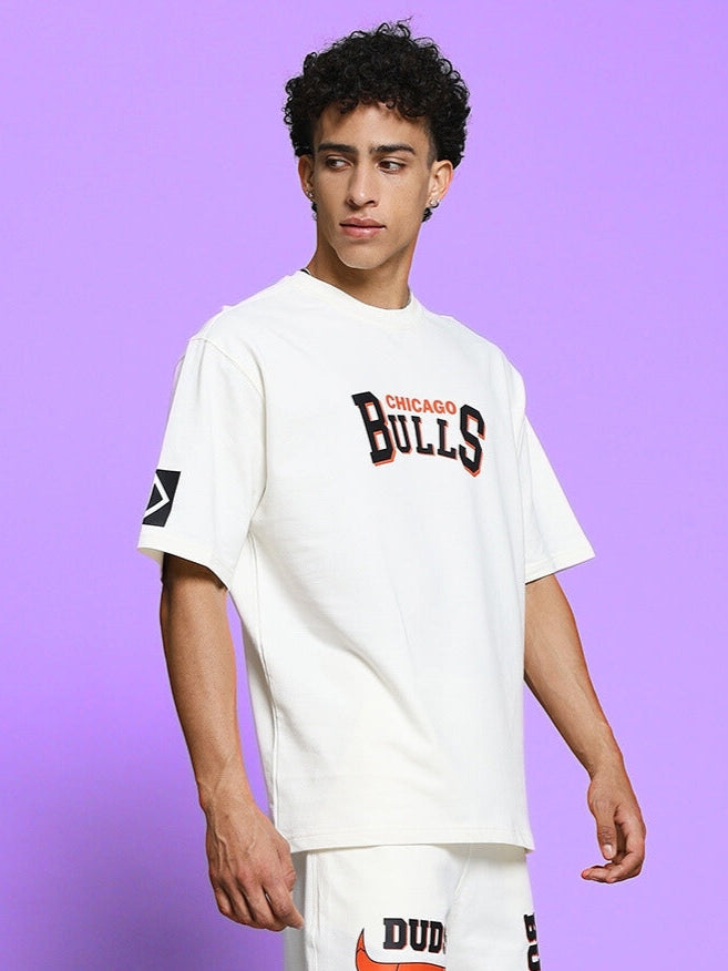 BLAZE BULLS PRINT OVER-SIZED T-SHIRT (OFF WHITE)