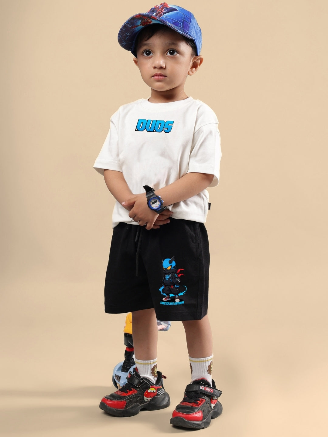 SAMURAI PRINTED CO-ORD FOR BOYS & GIRLS (OFF WHITE BLACK)