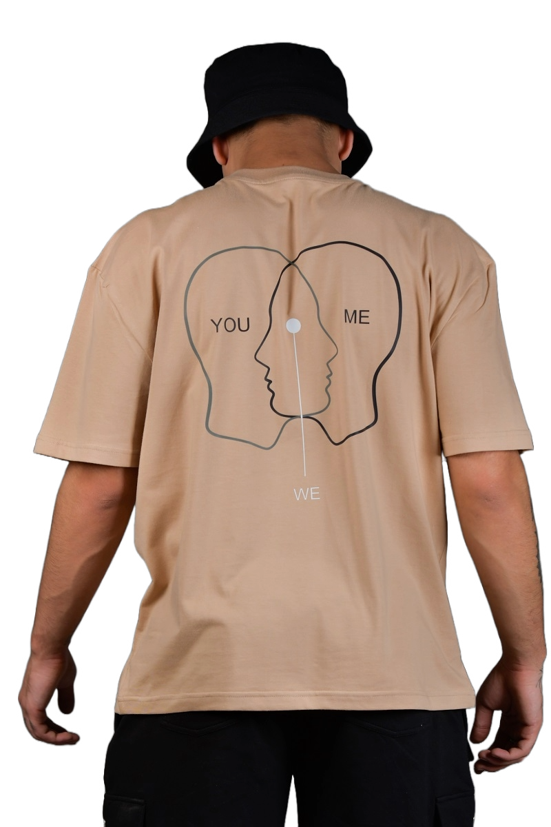 Line Art Faces Over-Sized T-Shirt (Nude) - Wearduds