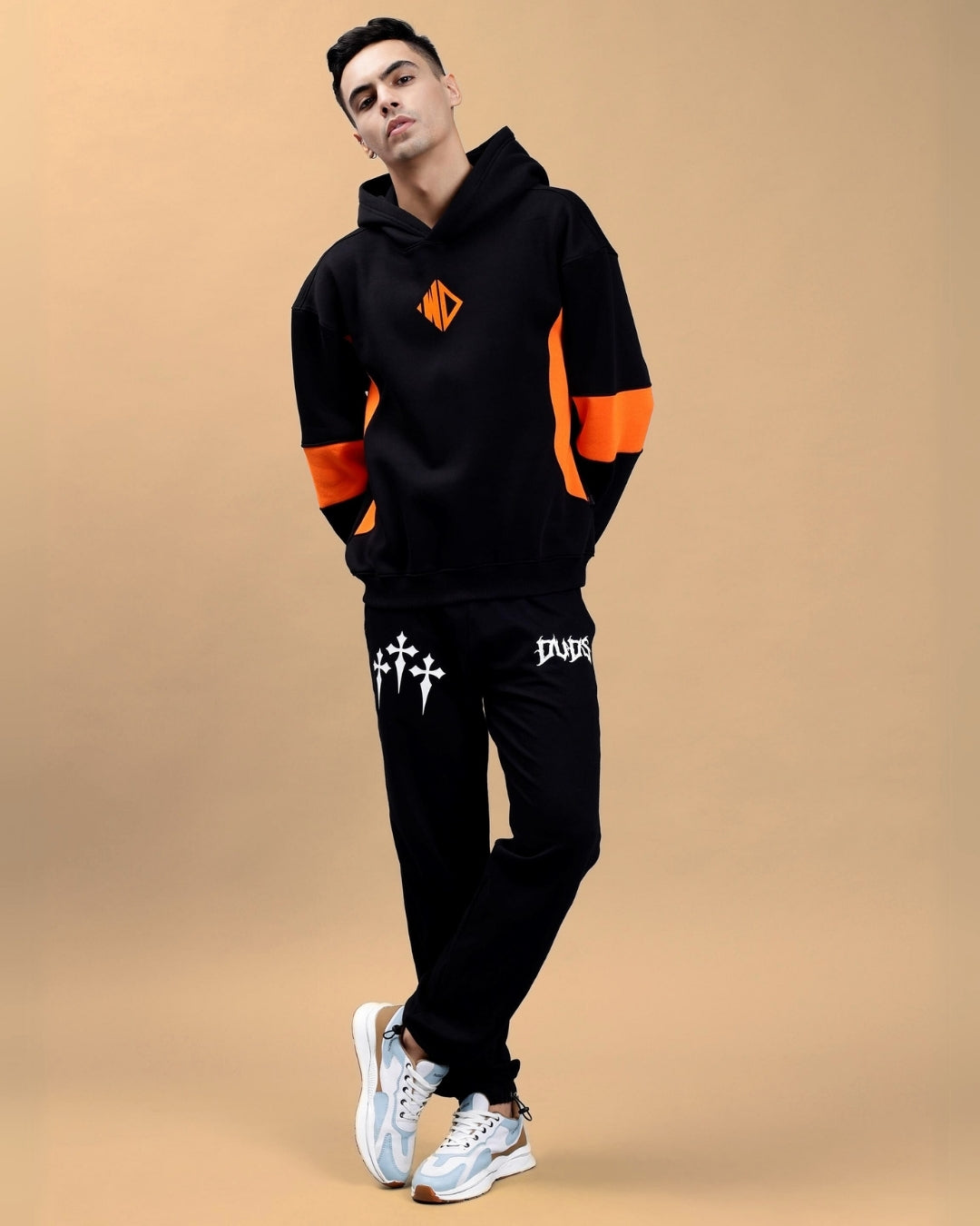 WD Gorbcore Colorblock Hoodie (Black-Orange)