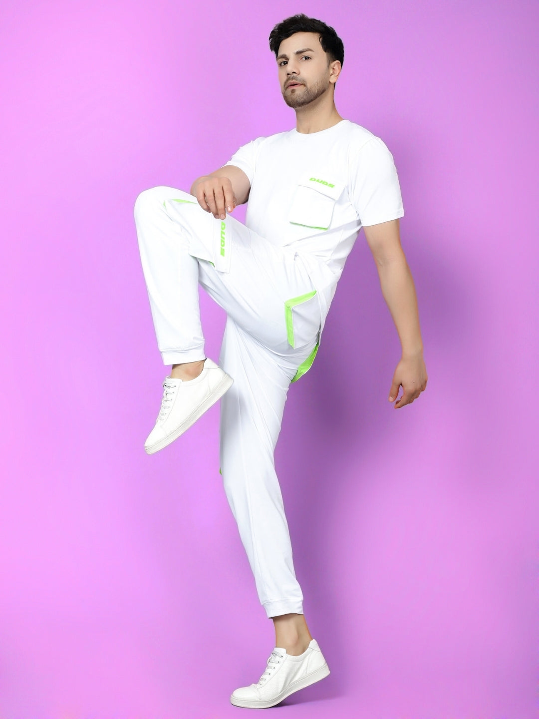 Cargo T-Shirt (White With Neon Green Highlighter)