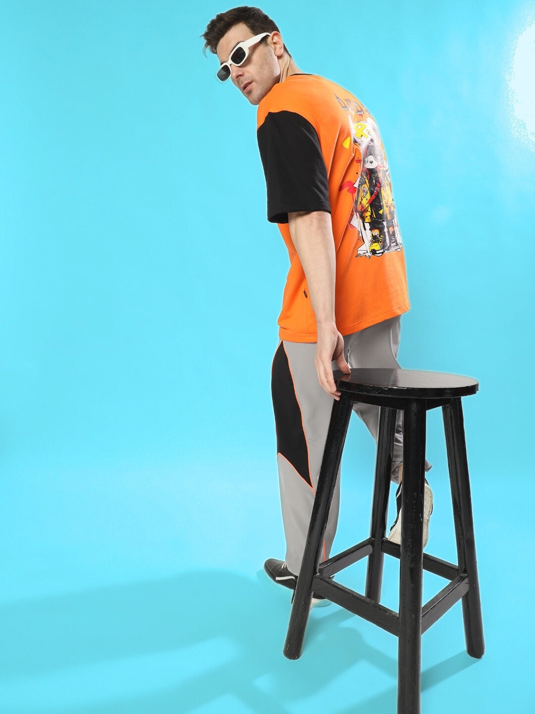 Cool Teddy Oversized T-Shirt (Orange-Black)