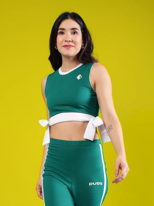 WOMEN'S FITTONIA COOL CROP TOP (TEAL GREEN)