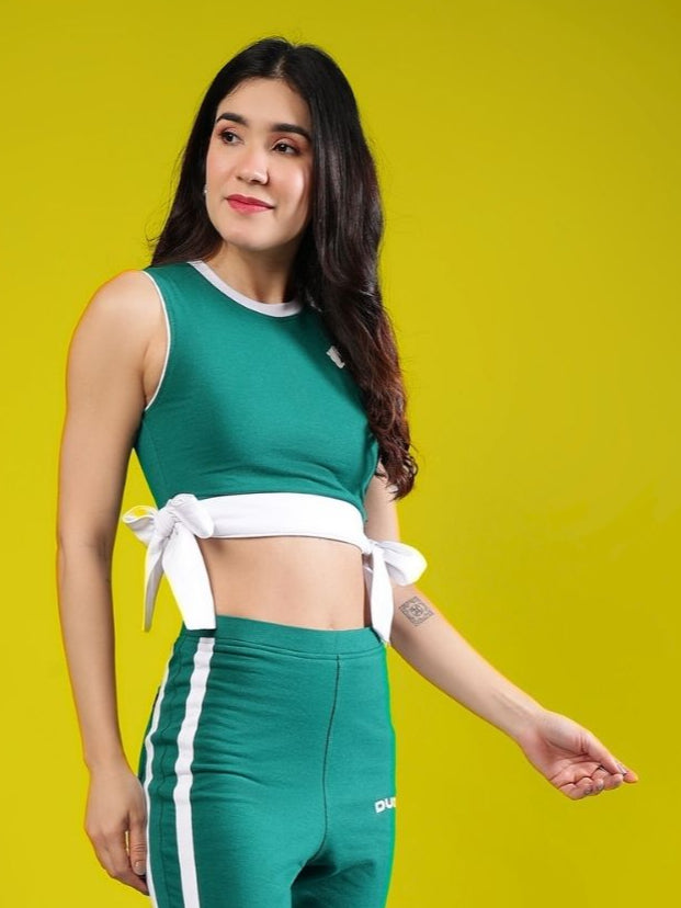 WOMEN'S FITTONIA COOL CROP TOP (TEAL GREEN)