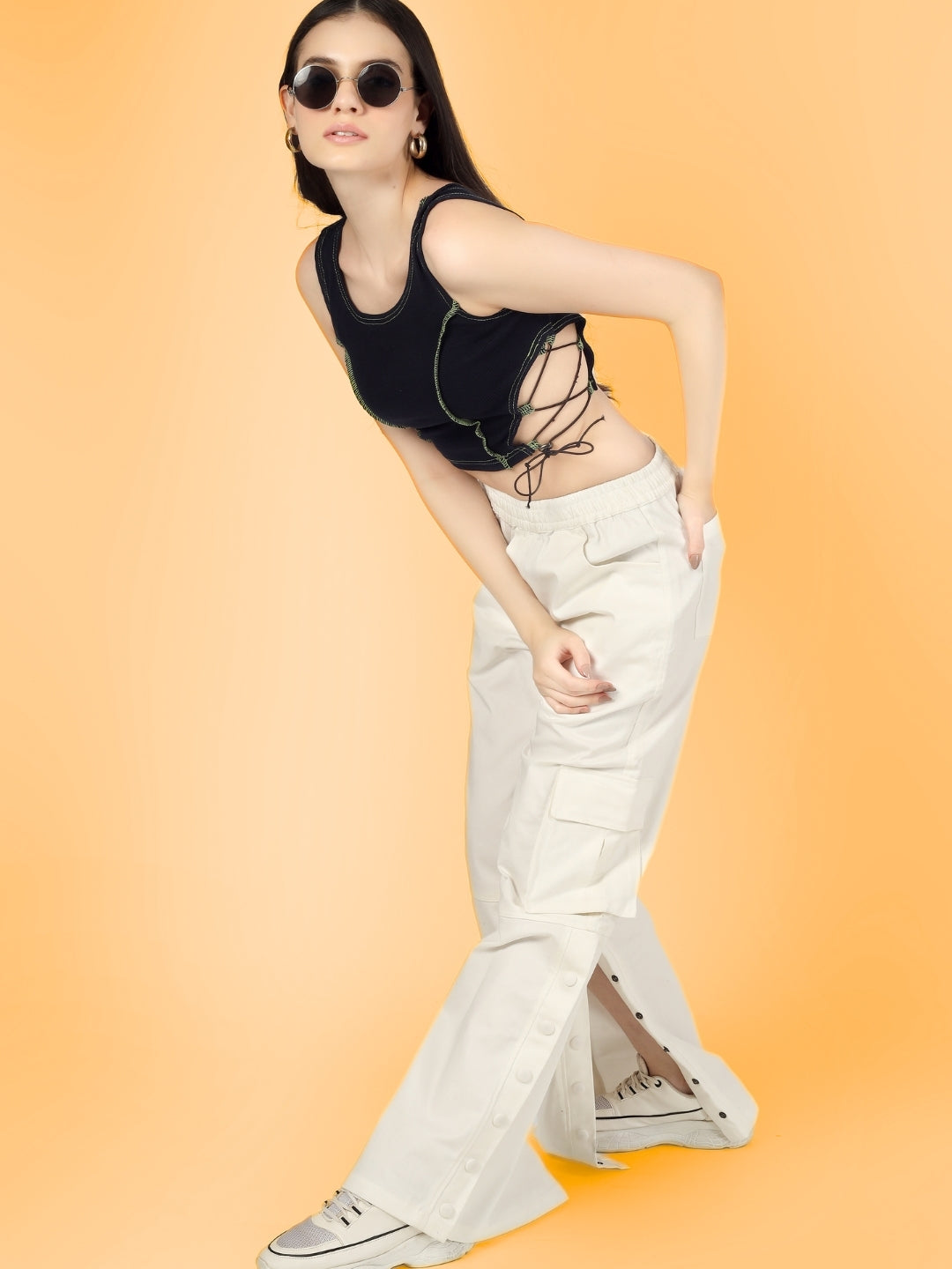 Women's Designer Drawstring Crop Top