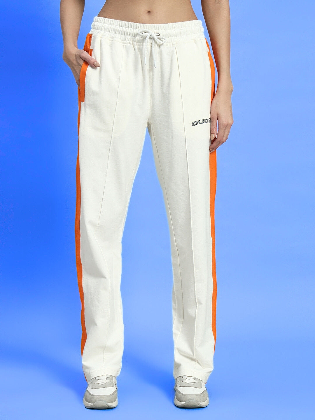 WOMEN'S BREEZER SIDE CONTRAST JOGGERS (OFF-WHITE ORANGE)