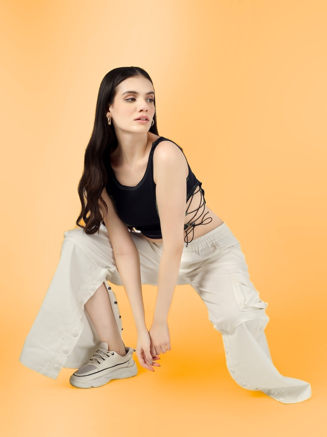 Women's Designer Drawstring Crop Top