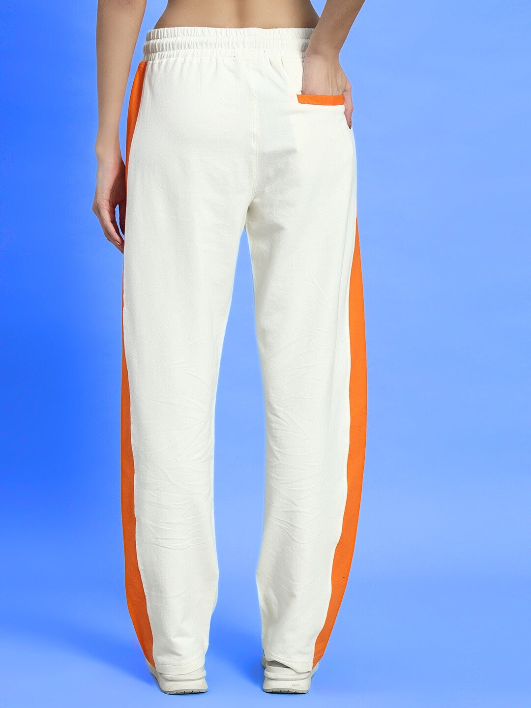 WOMEN'S BREEZER SIDE CONTRAST JOGGERS (OFF-WHITE ORANGE)