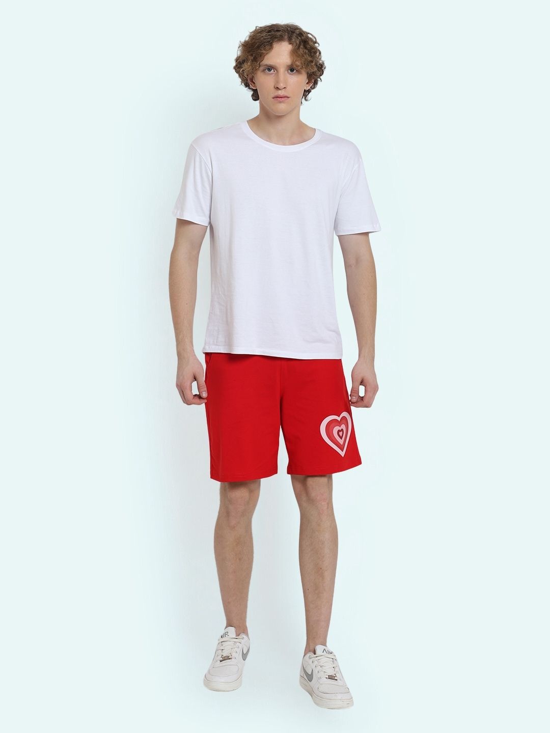 Love Heart Regular Fit Shorts (Red) - Wearduds