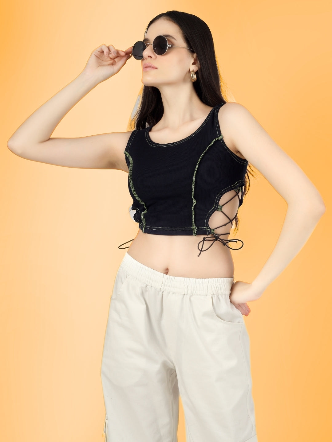 Women's Designer Drawstring Crop Top