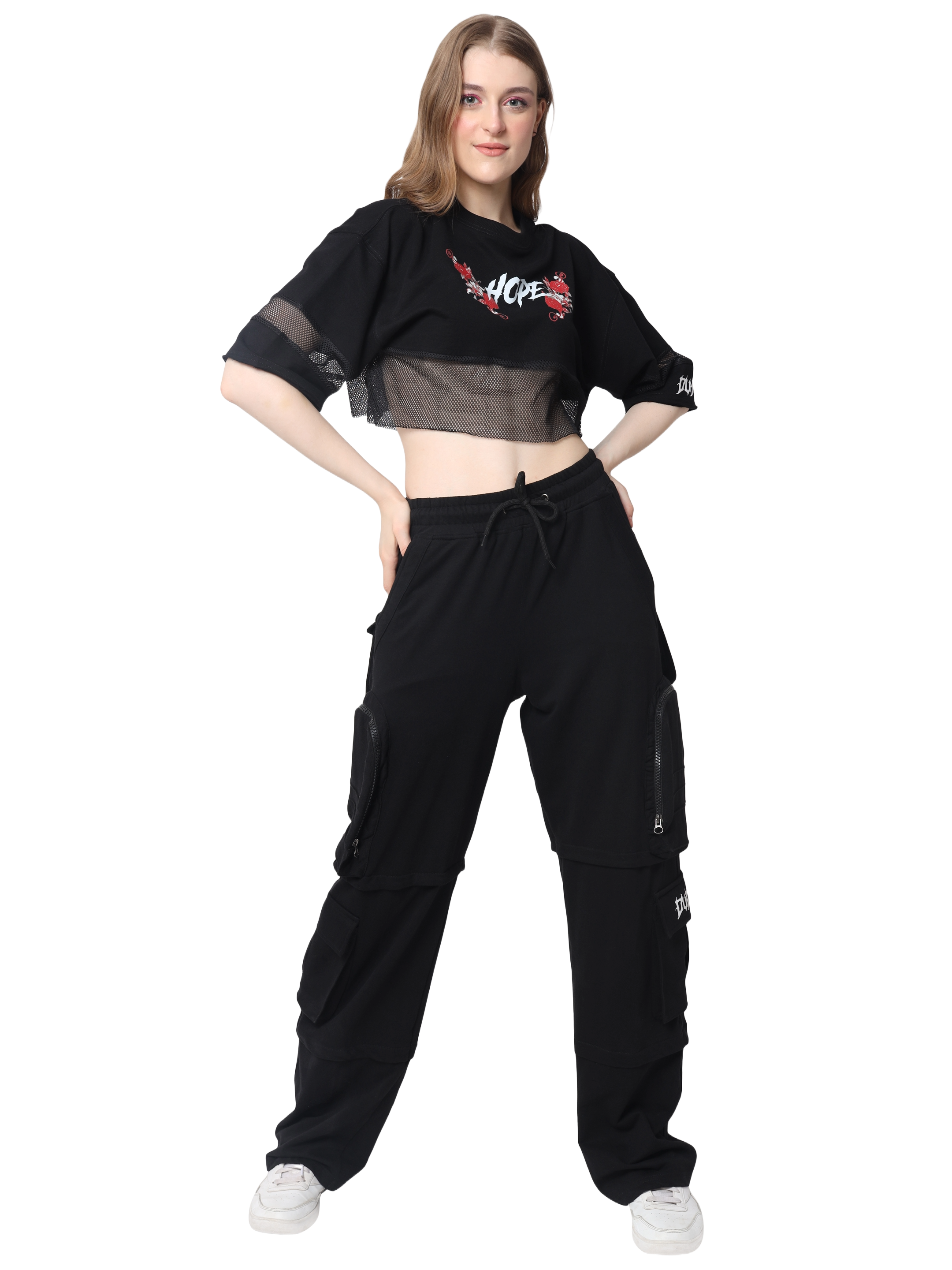 Hope Oversized Cropped T-Shirts (Black) - Wearduds