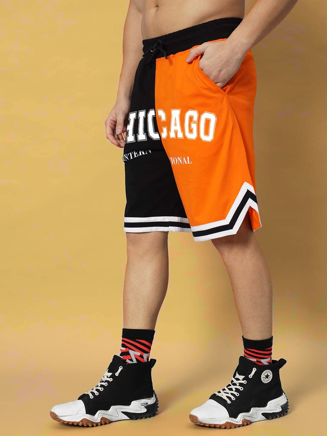 Chicago Regular Fit Shorts (Orange-Black)