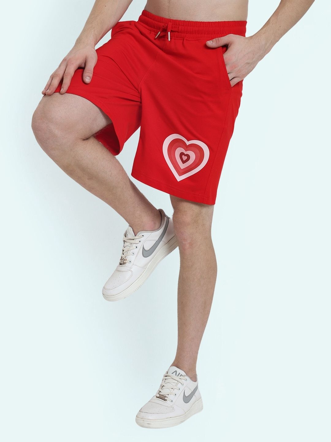 Love Heart Regular Fit Shorts (Red) - Wearduds