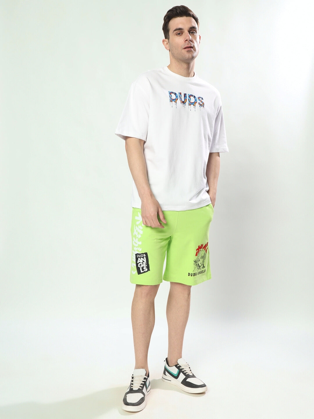 Duds Anime Girl Regular Fit Shorts (Neon Green)