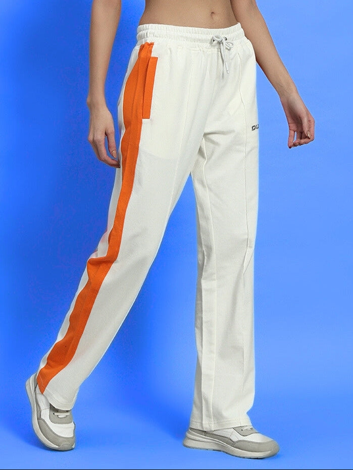 WOMEN'S BREEZER SIDE CONTRAST JOGGERS (OFF-WHITE ORANGE)