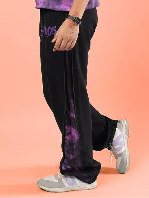 ZIPPER PANEL JOGGER FOR BOYS & GIRLS (BLACK-PURPLE)