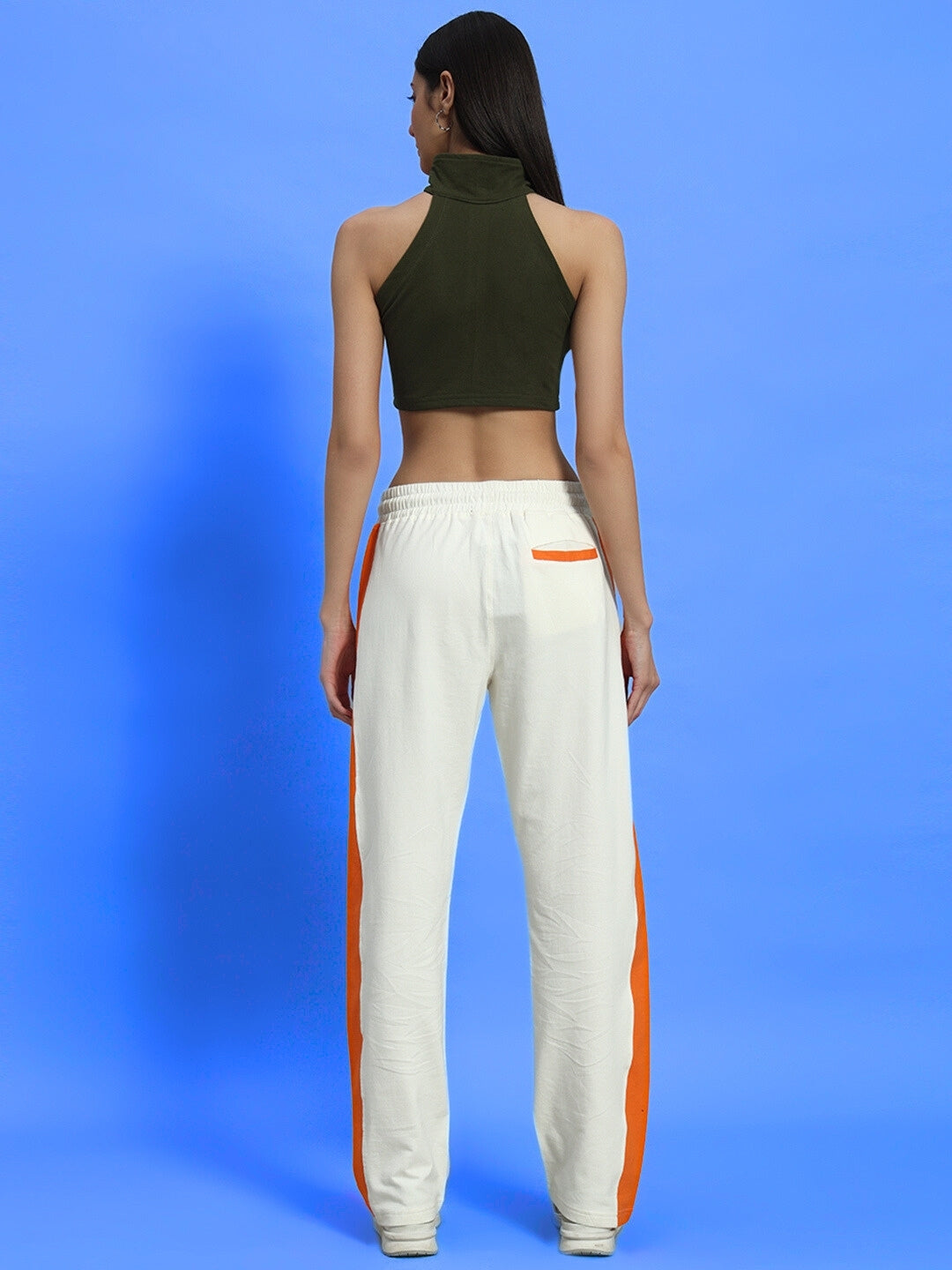 WOMEN'S BREEZER SIDE CONTRAST JOGGERS (OFF-WHITE ORANGE)