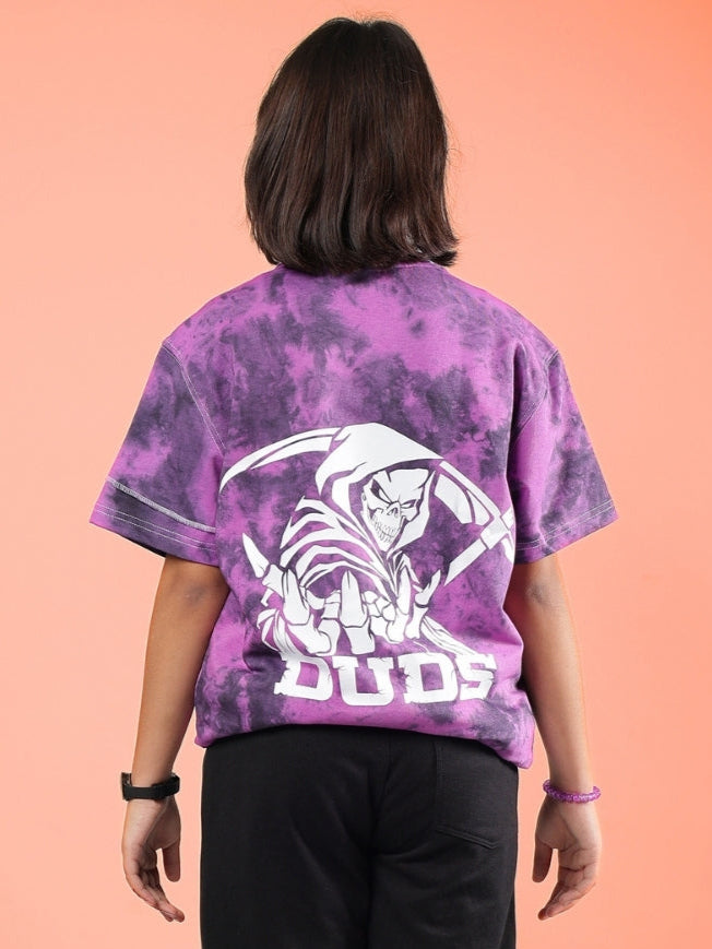 GHOST RIDER TIE-DYE T-SHIRT FOR BOYS & GIRLS (PURPLE)