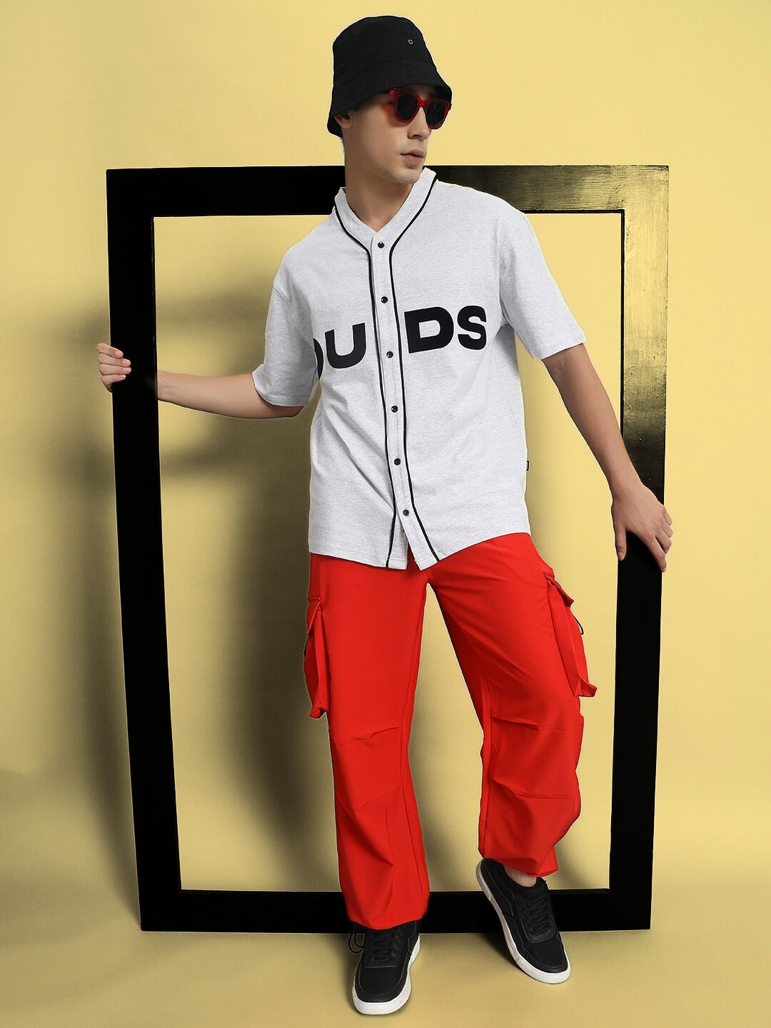 Zing Raglan Oversize T-Shirt with Mandarin Collar (Melange Grey)