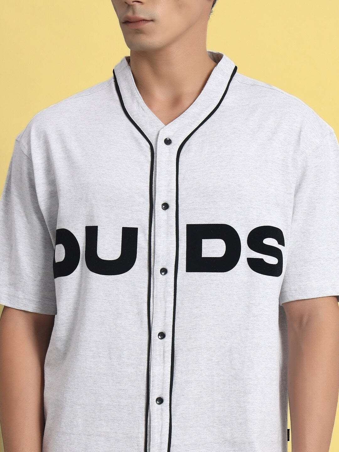 Zing Raglan Oversize T-Shirt with Mandarin Collar (Melange Grey)