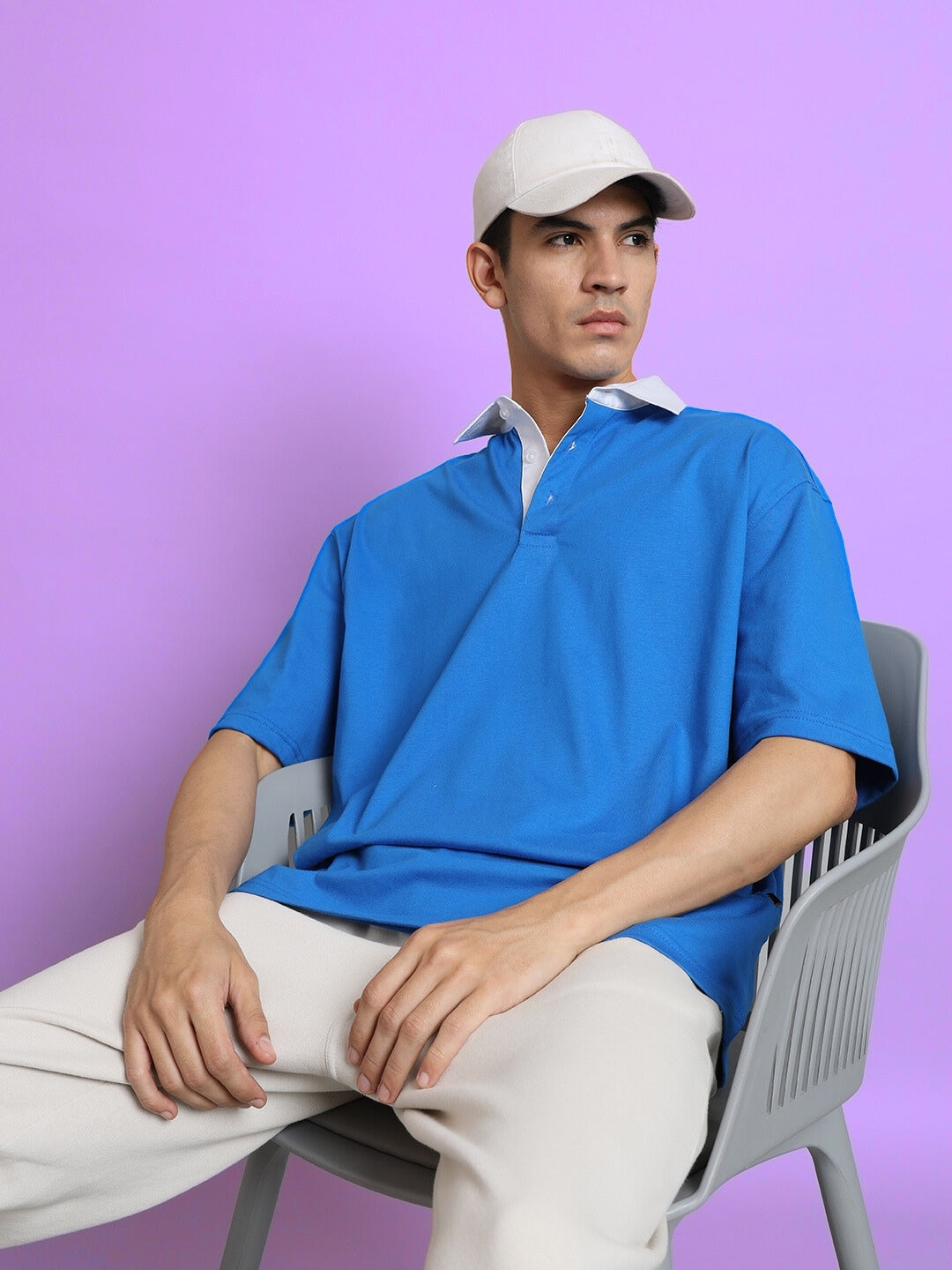 Sagol Polo Oversized Polo T-Shirt (Royal Blue)