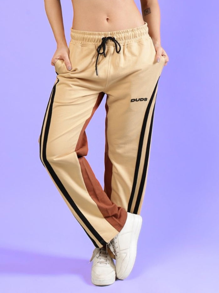 WOMEN'S SKATER KOREAN BAGGY JOGGERS (CREAM BROWN)