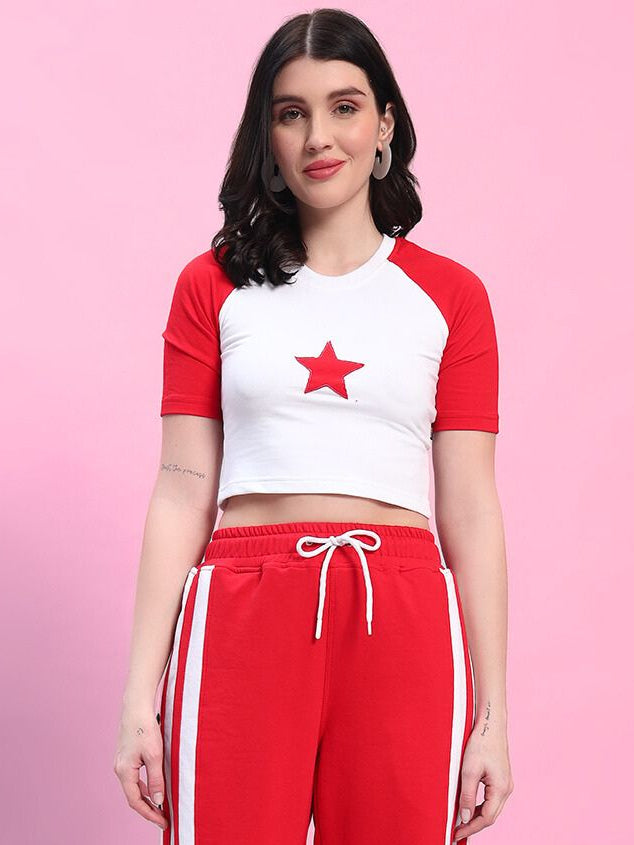 WOMEN'S ACHORM CROP-TOP (WHITE-RED)