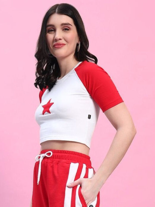 WOMEN'S ACHORM CROP-TOP (WHITE-RED)