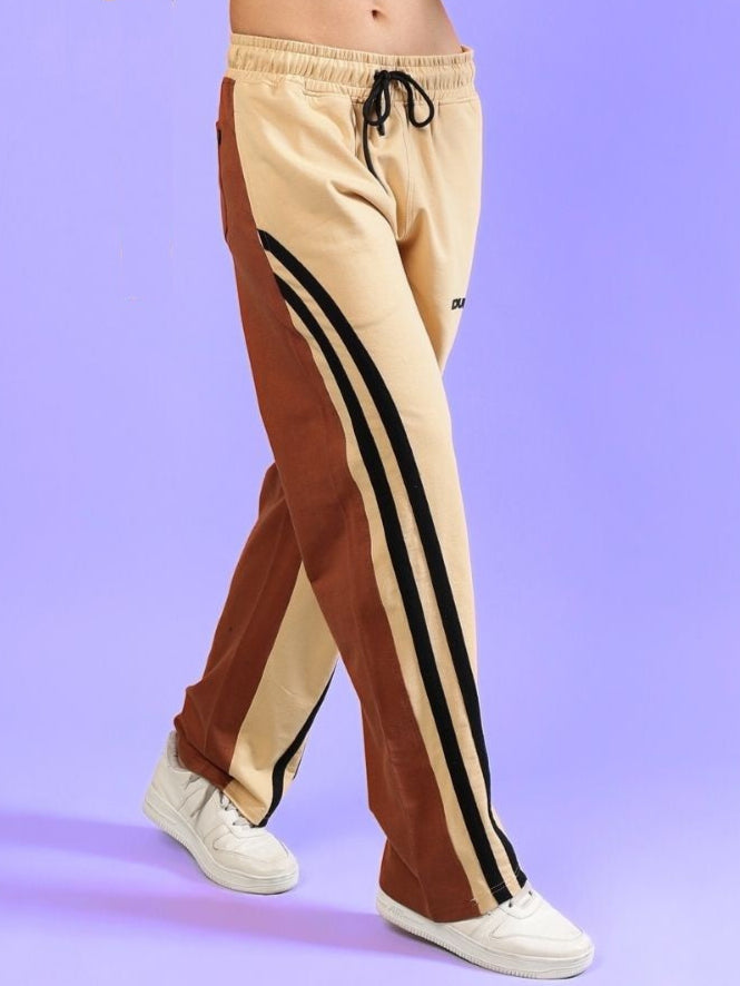 WOMEN'S SKATER KOREAN BAGGY JOGGERS (CREAM BROWN)