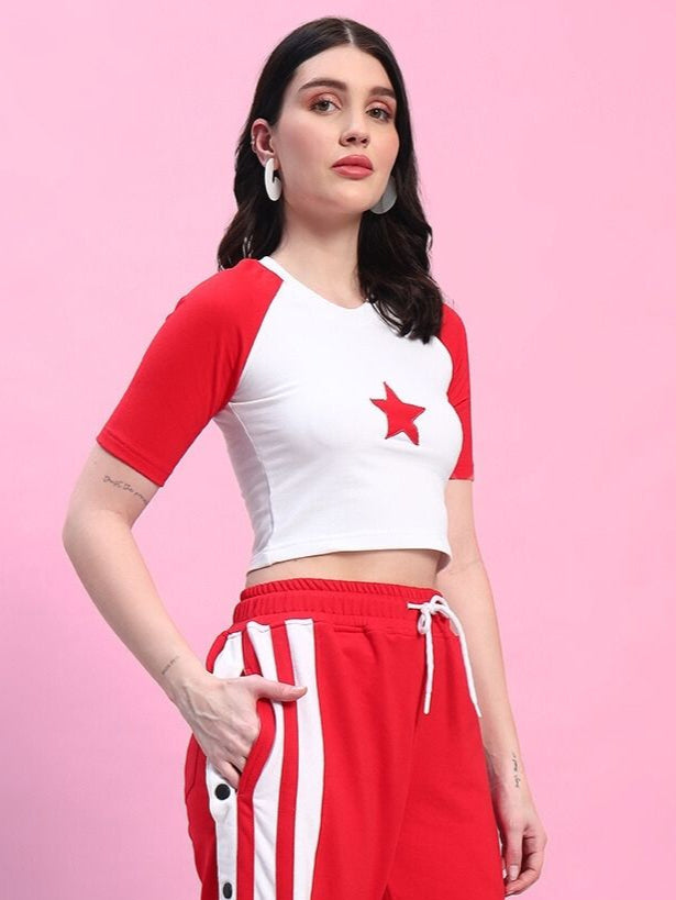 WOMEN'S ACHORM CROP-TOP (WHITE-RED)