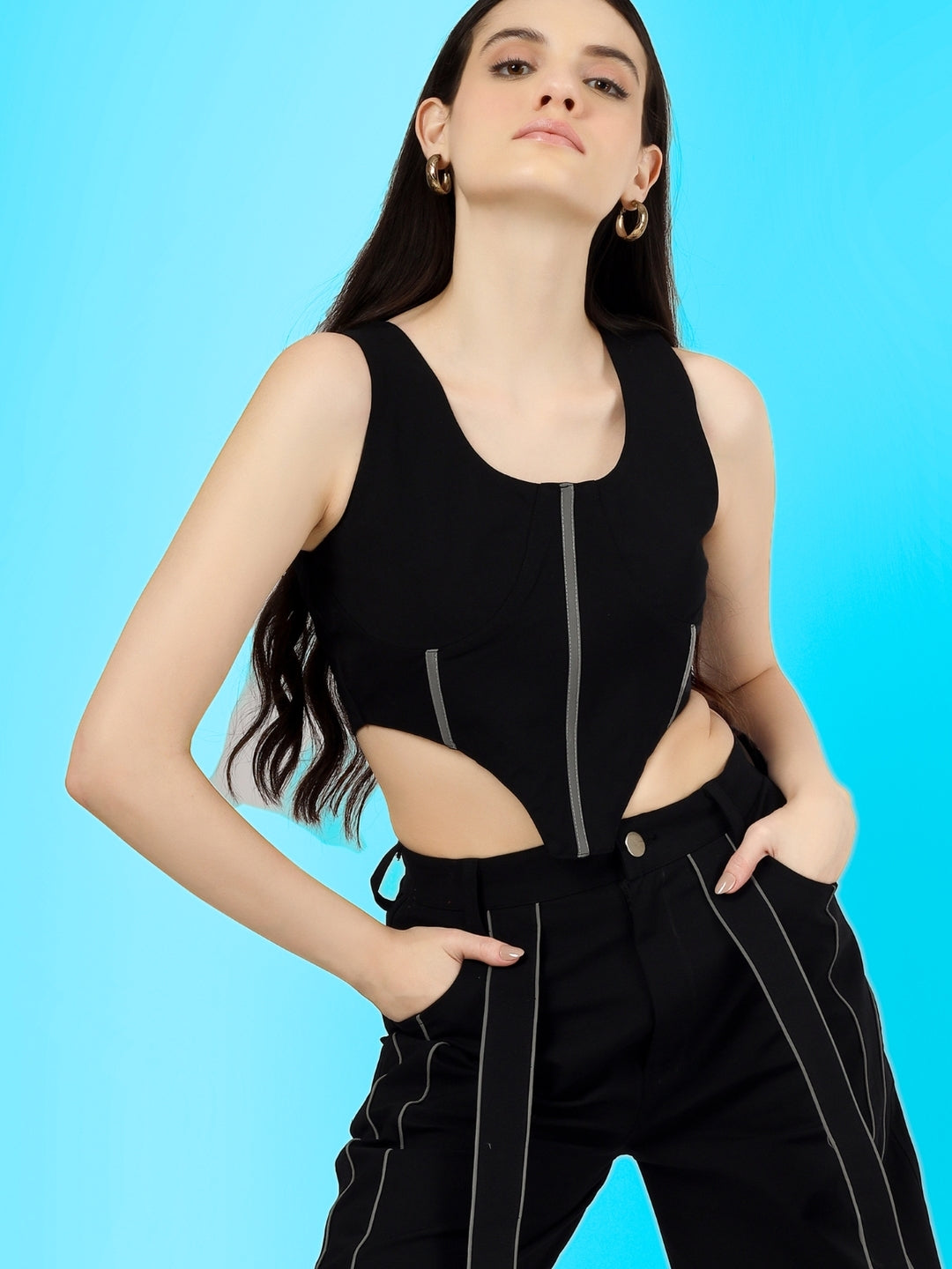 Women's Reflective Corset Top (Black)