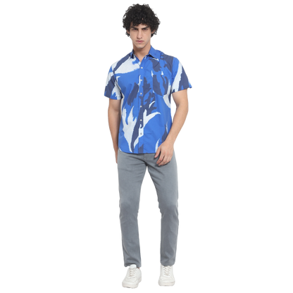 Royal Blue Abstract Printed Shirt - Wearduds