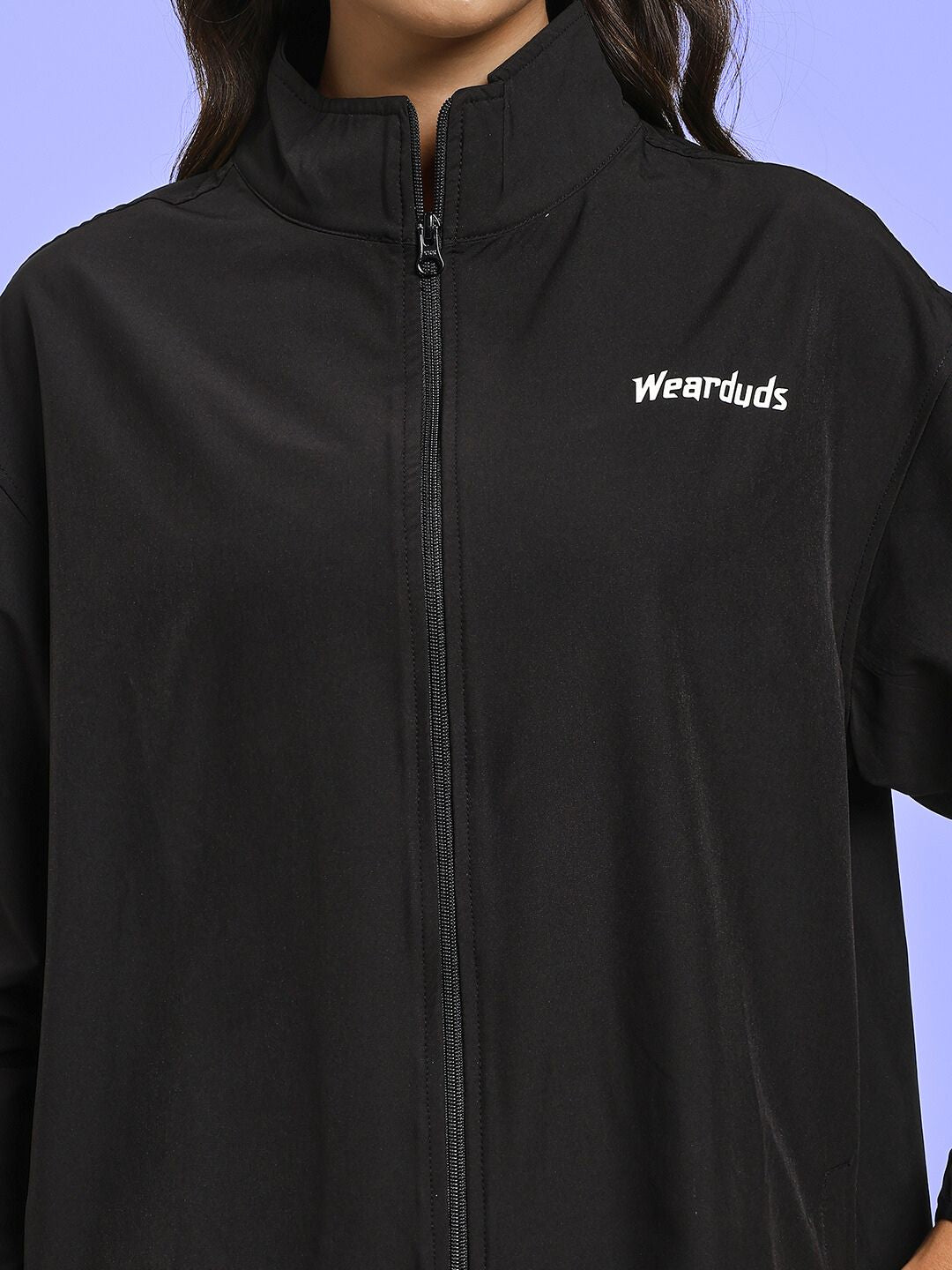 Woman wearing WOMEN RELIGHT RELAXED FIT CO-ORD SET BLACK, showcasing stylish sleek design with comfort and sophistication.