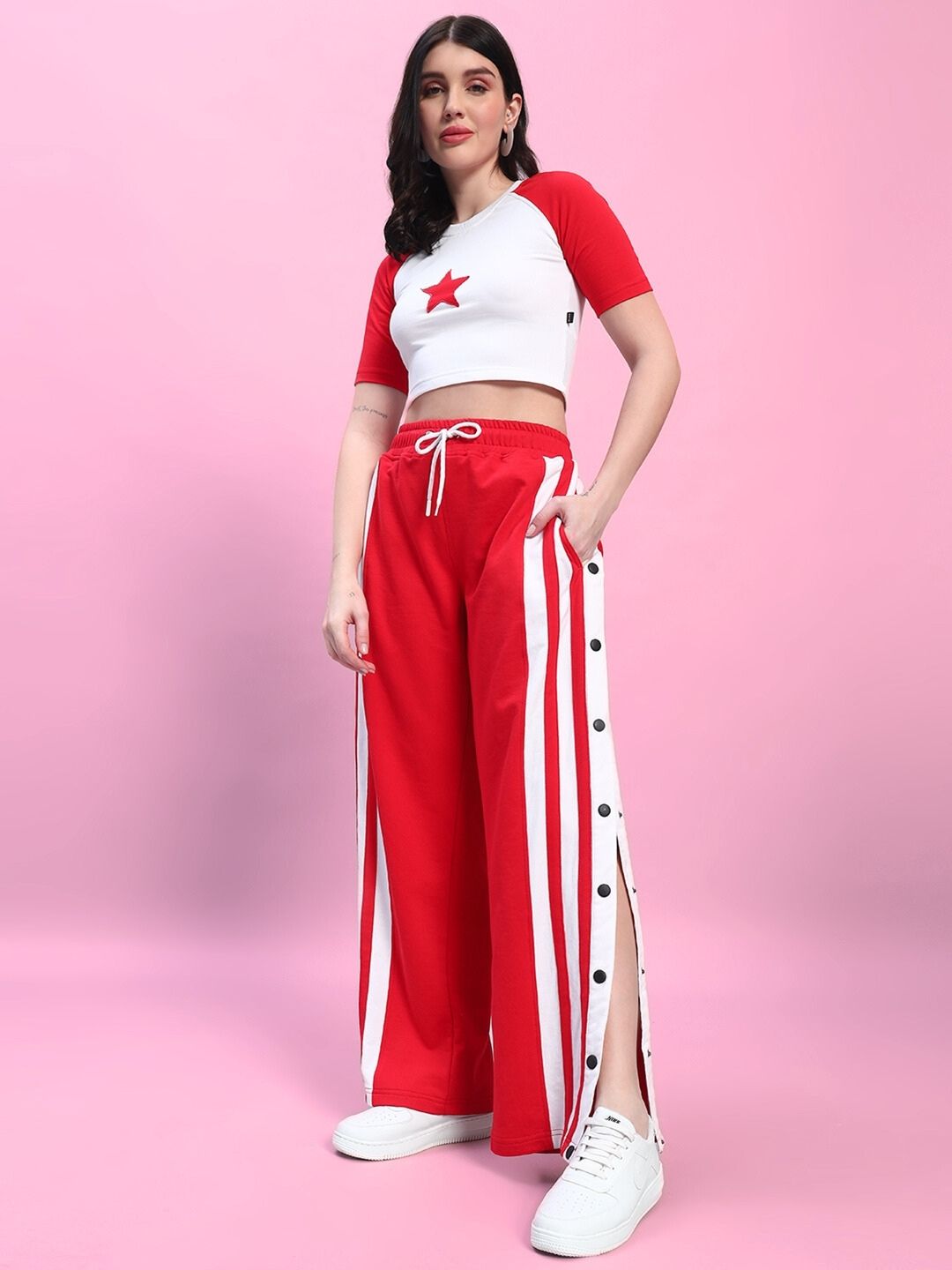WOMEN'S ACHORM CROP-TOP (WHITE-RED)