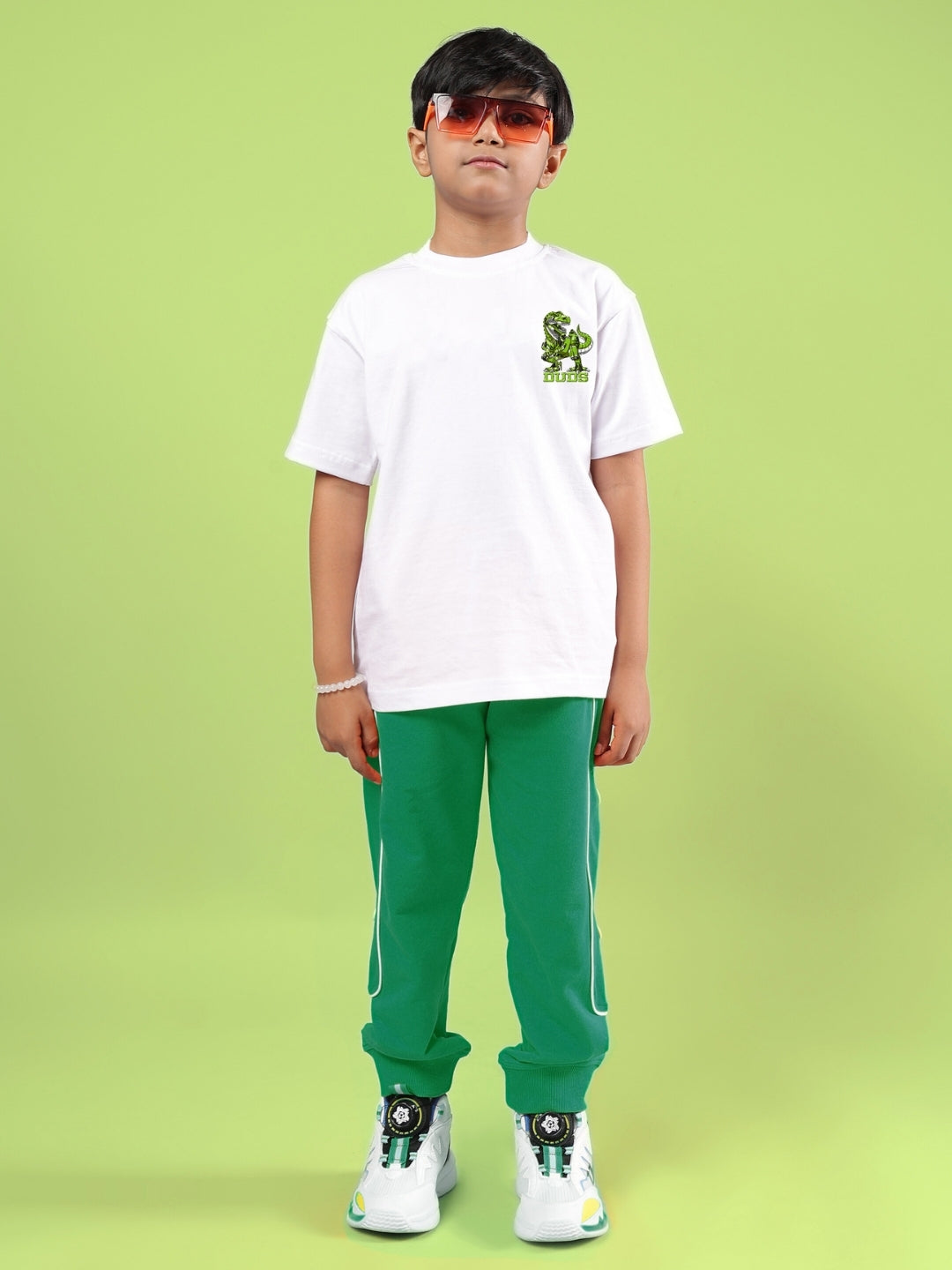 ROBO REX CO-ORD FOR BOYS & GIRLS (WHITE-GREEN)