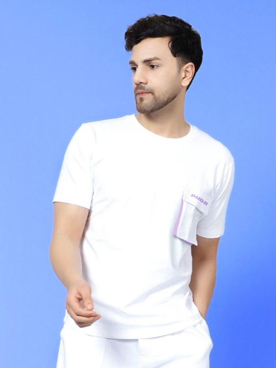 Cargo T-Shirt (White With Lilac Highlighter)
